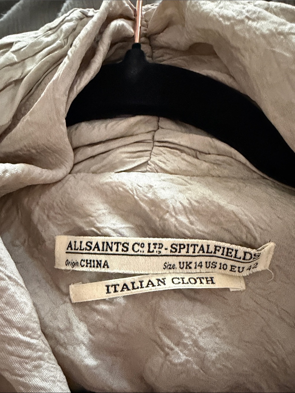 AllSaints Cream Hooded Trench Coat - Italian Cloth
